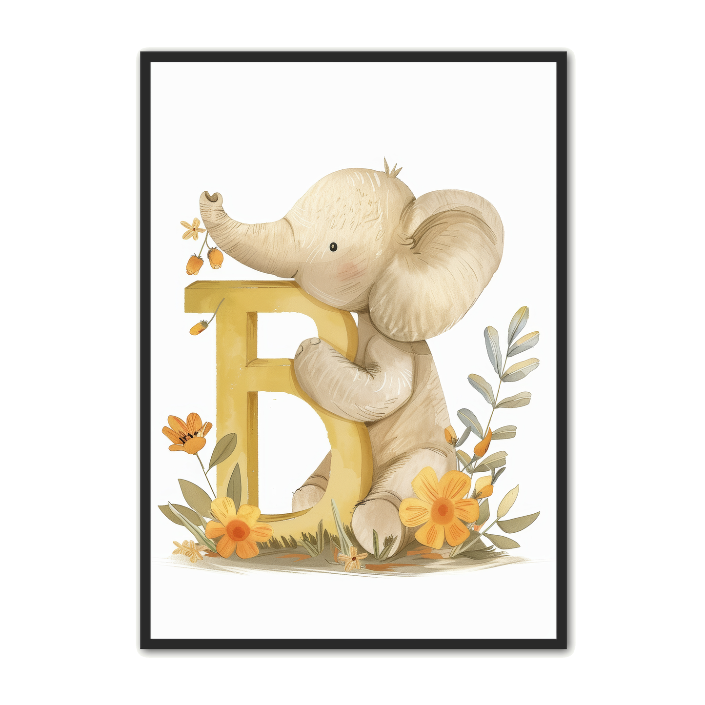 B Bogstav Plakat 14 - Elefant