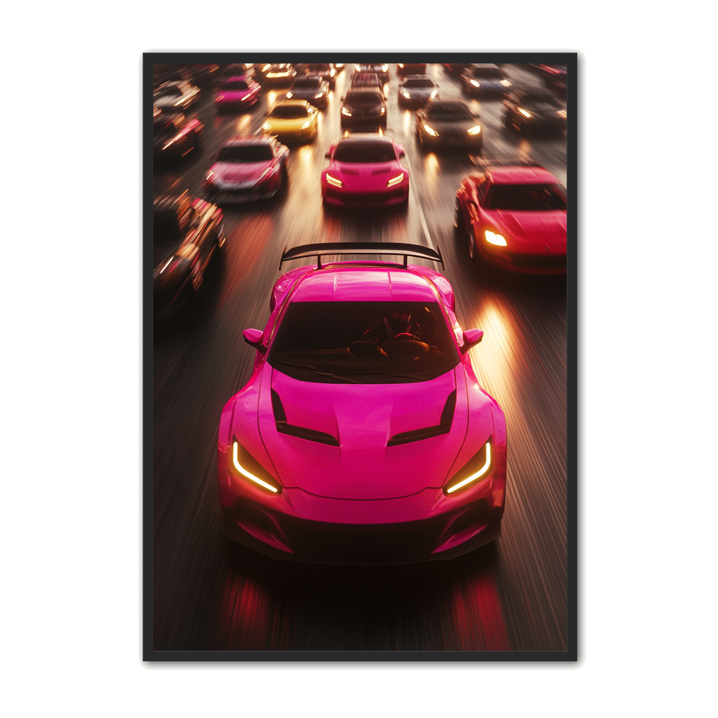Bil Plakat 66 - Pink Kører i Trafikkens Pulserende Lys