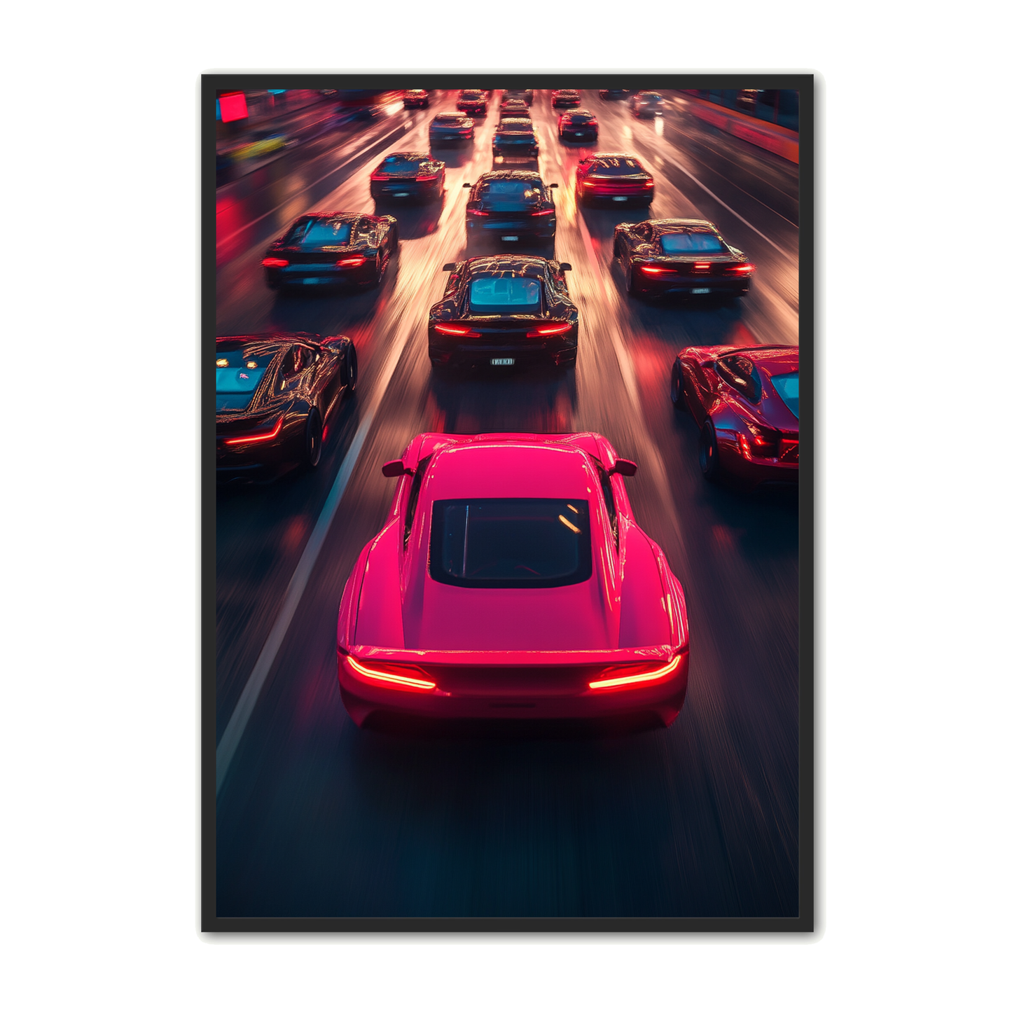 Bil Plakat 67 - Pink i Byens Strømmende Trafik