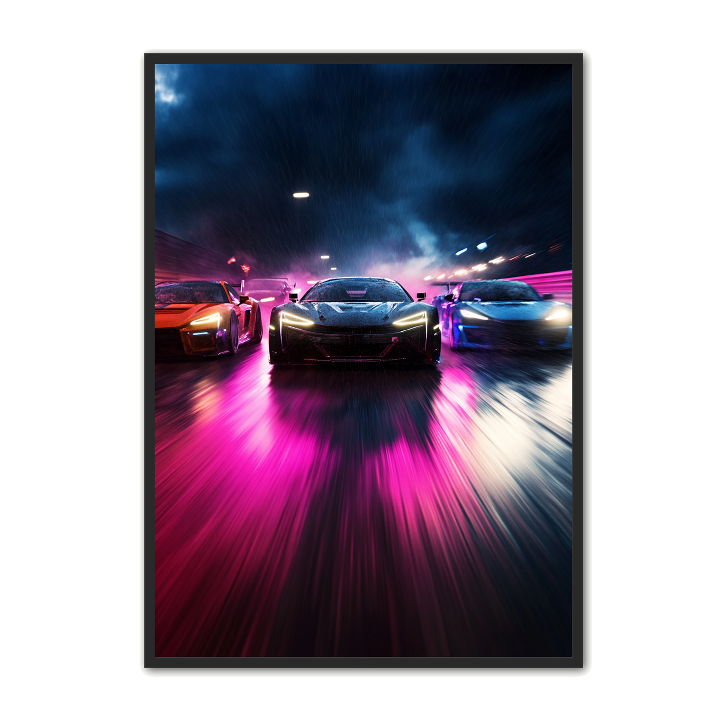 Bil Plakat 74 - Natlige Racerbiler