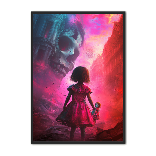 Dukken i Ruinerne - Dystopisk Plakat