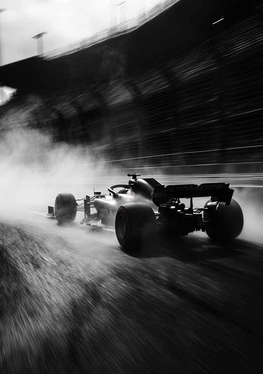 Formel 1 Plakat 5 - Fart og Passion i Sort Hvid
