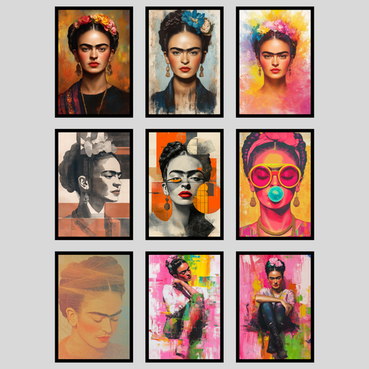 Frida Plakat Pakke - 9 Unikke Fortolkninger af Et Ikon