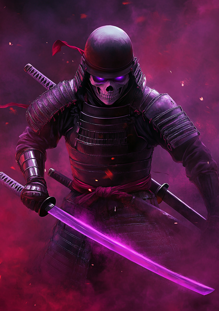 Gamer Plakat 433 - Dødningesamurai i Neonlilla