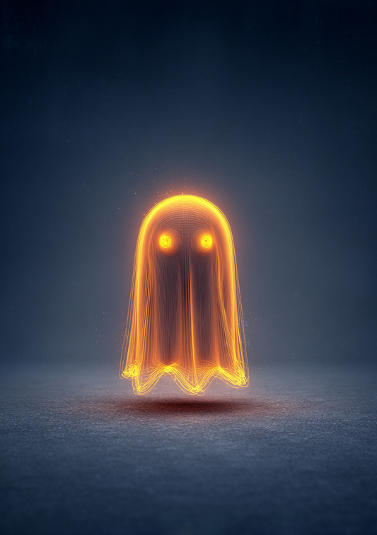 Gamer Plakat 469 - Flammende Pixel-Spøgelse