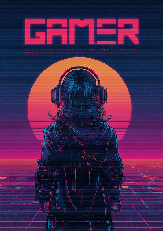 Gamer Plakat 477 – Retro Sunset Player