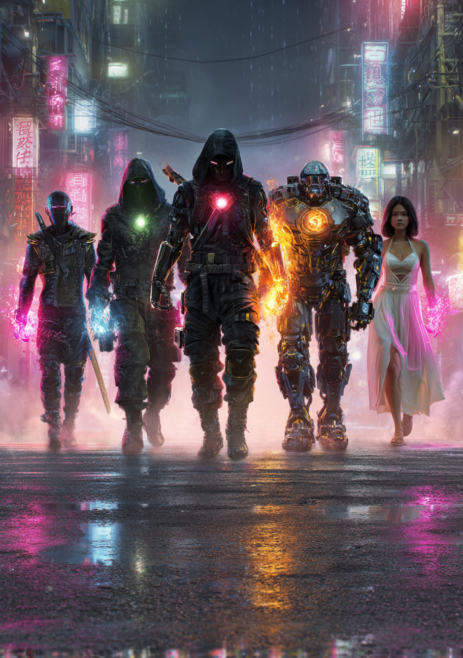Gamer Plakat 490 – Neon Helte i Formation