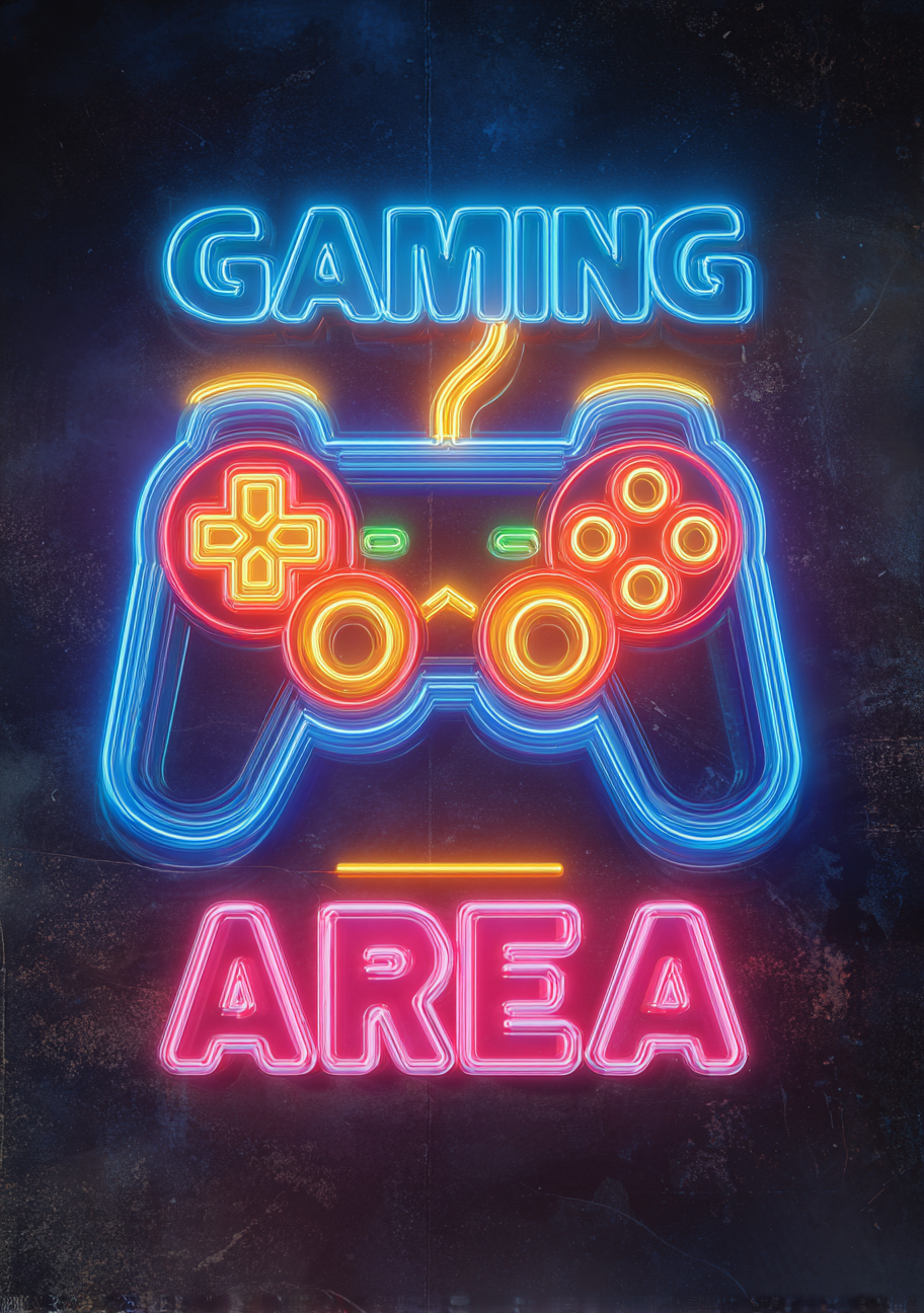 Gamer Plakat 495 – Neon Gaming Controller Zone