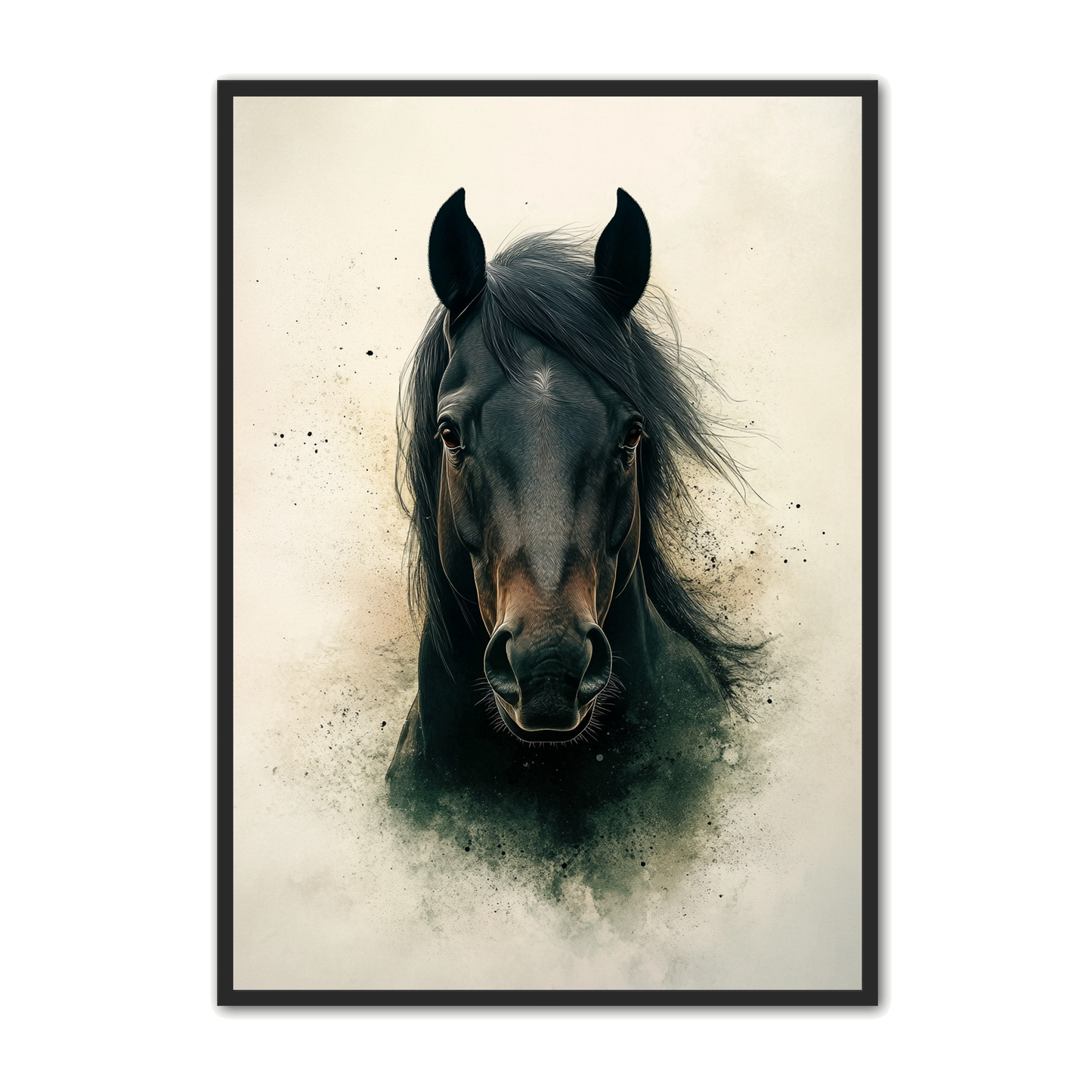 Hest Plakat 34 - Sort Hest med Dyb Udstråling