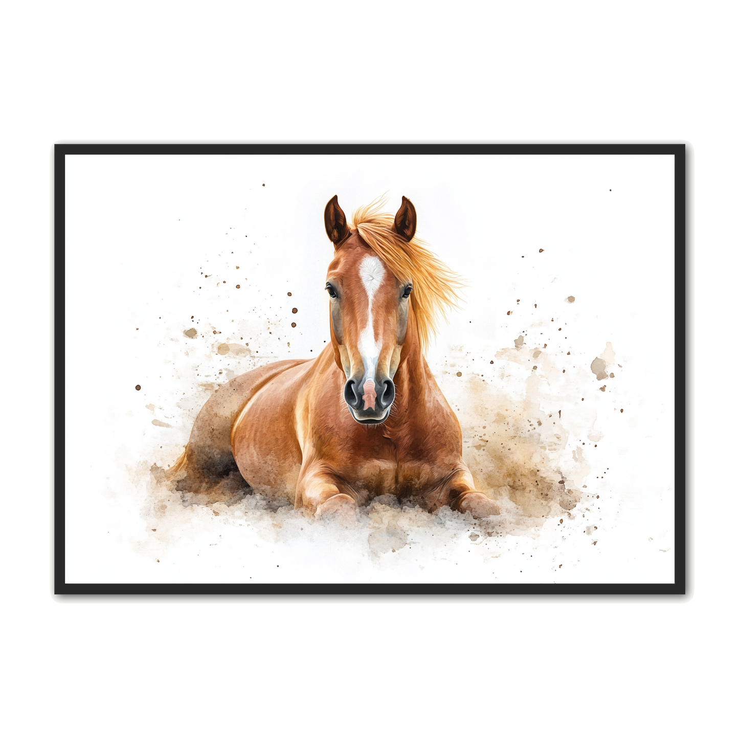 Hest Plakat 48 - Liggende Hest i Naturlig Ro