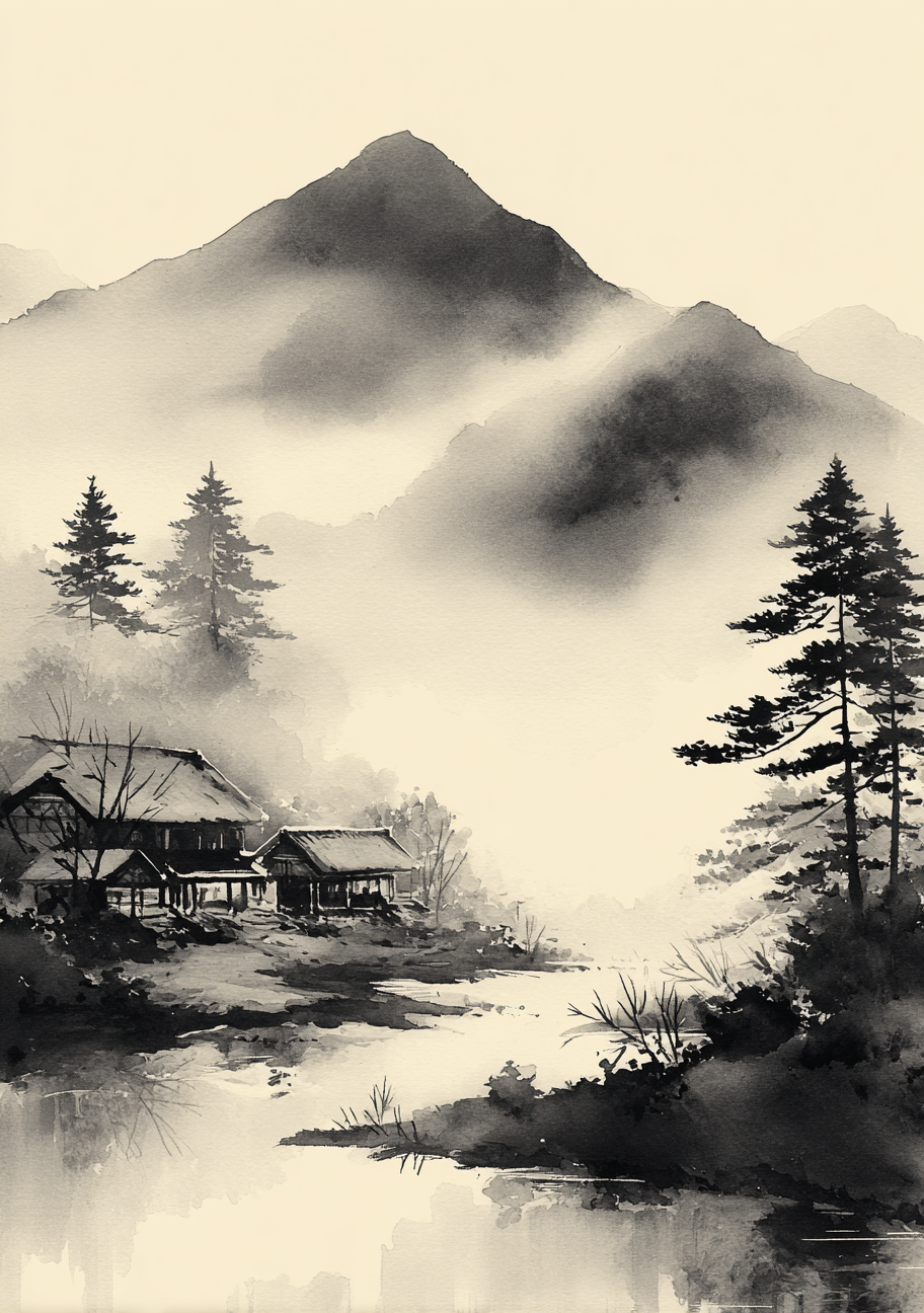 Japansk Plakat 113 – Tåget Bjerglandskab