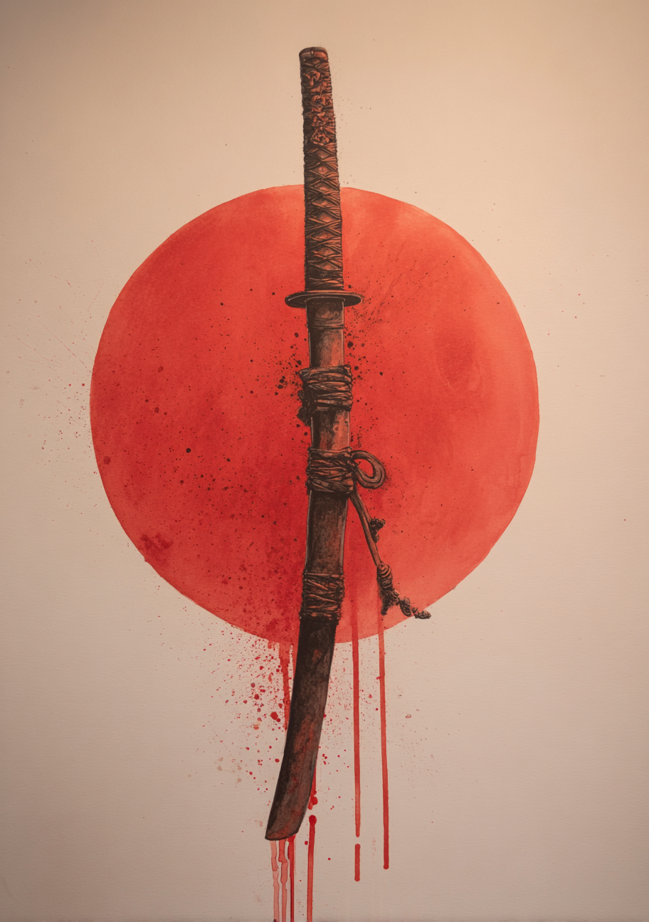 Japansk Plakat 163 – Katana og Solen