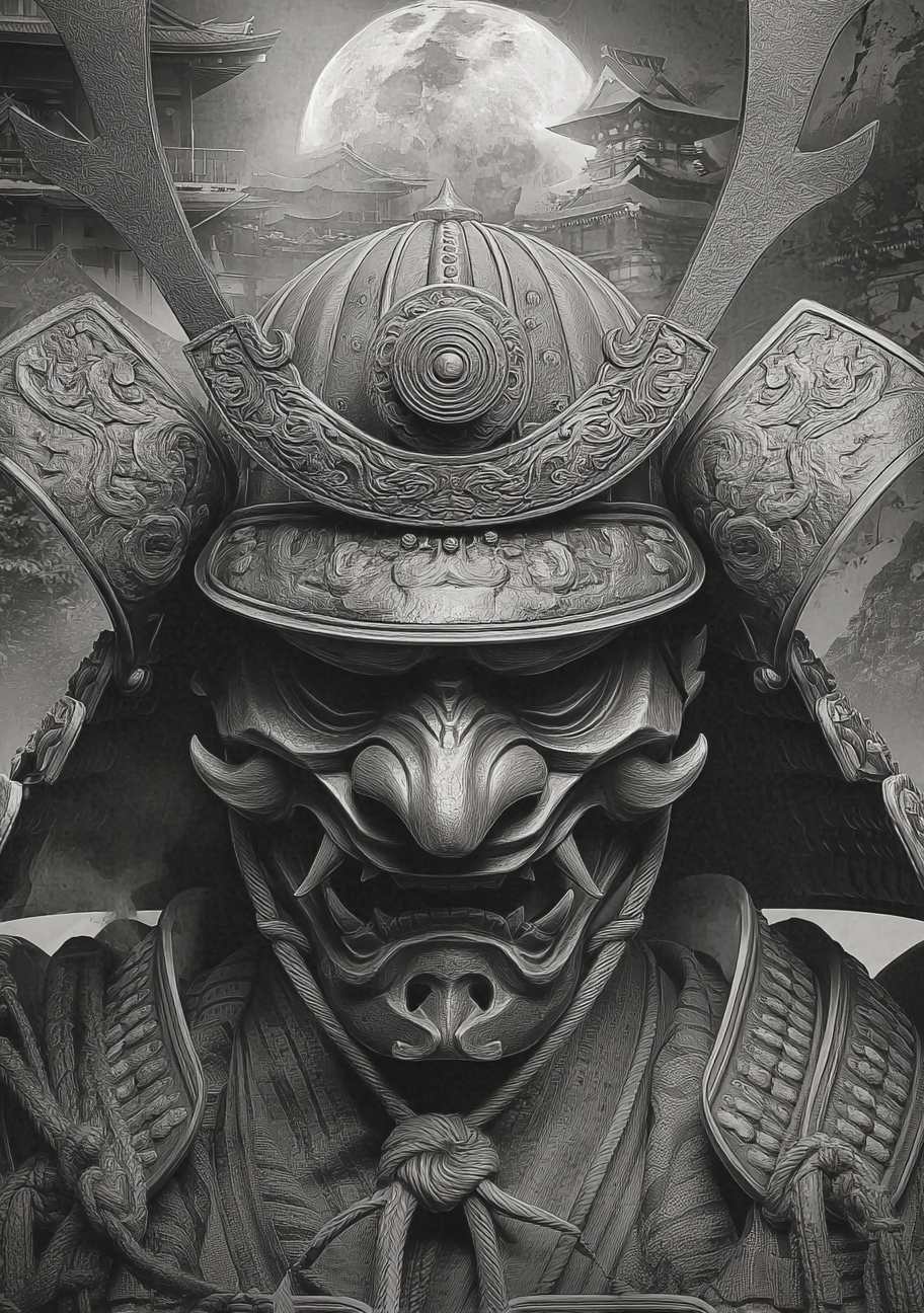 Japansk Plakat 33 – Mørk Samuraistyrke Under Månen