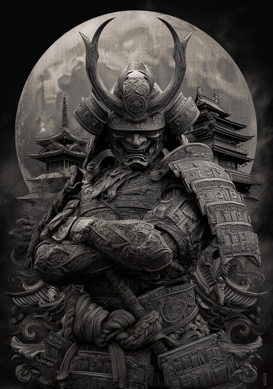 Japansk Plakat 35 – Den Stående Samurai i Mørket