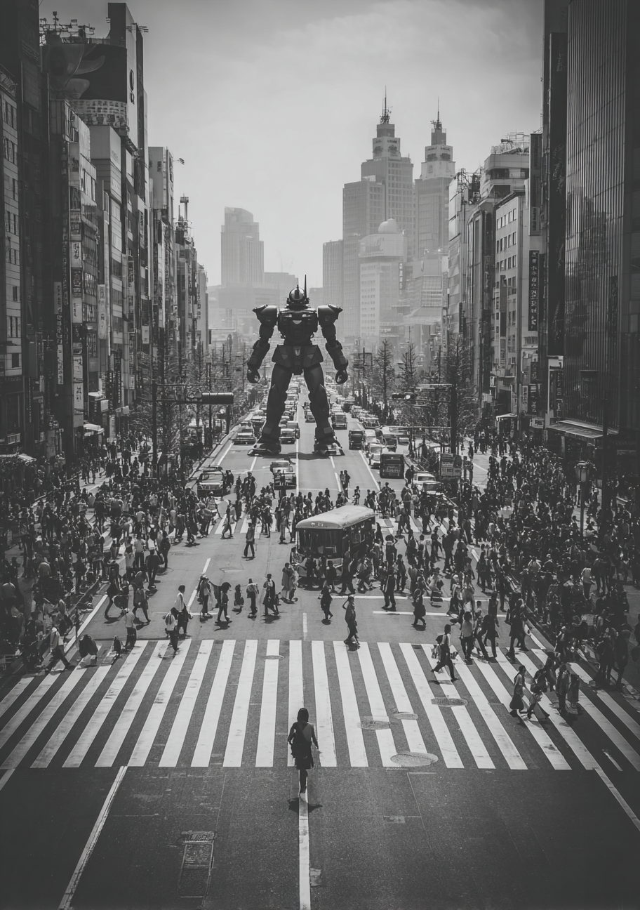 Japansk Plakat 4 – Robot i Tokyos Gader