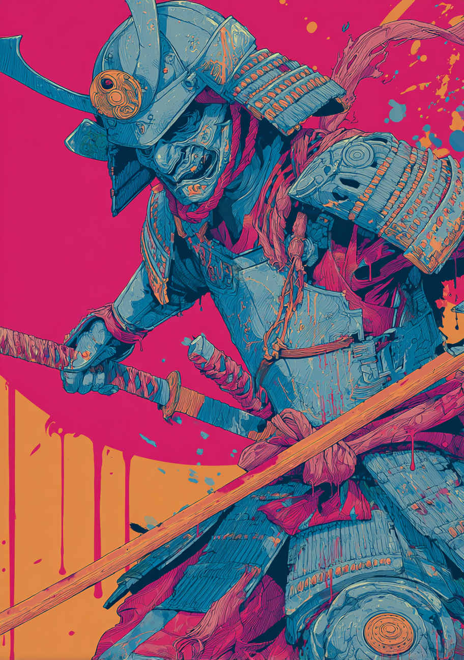Japansk Plakat 77 - Neon Samurai