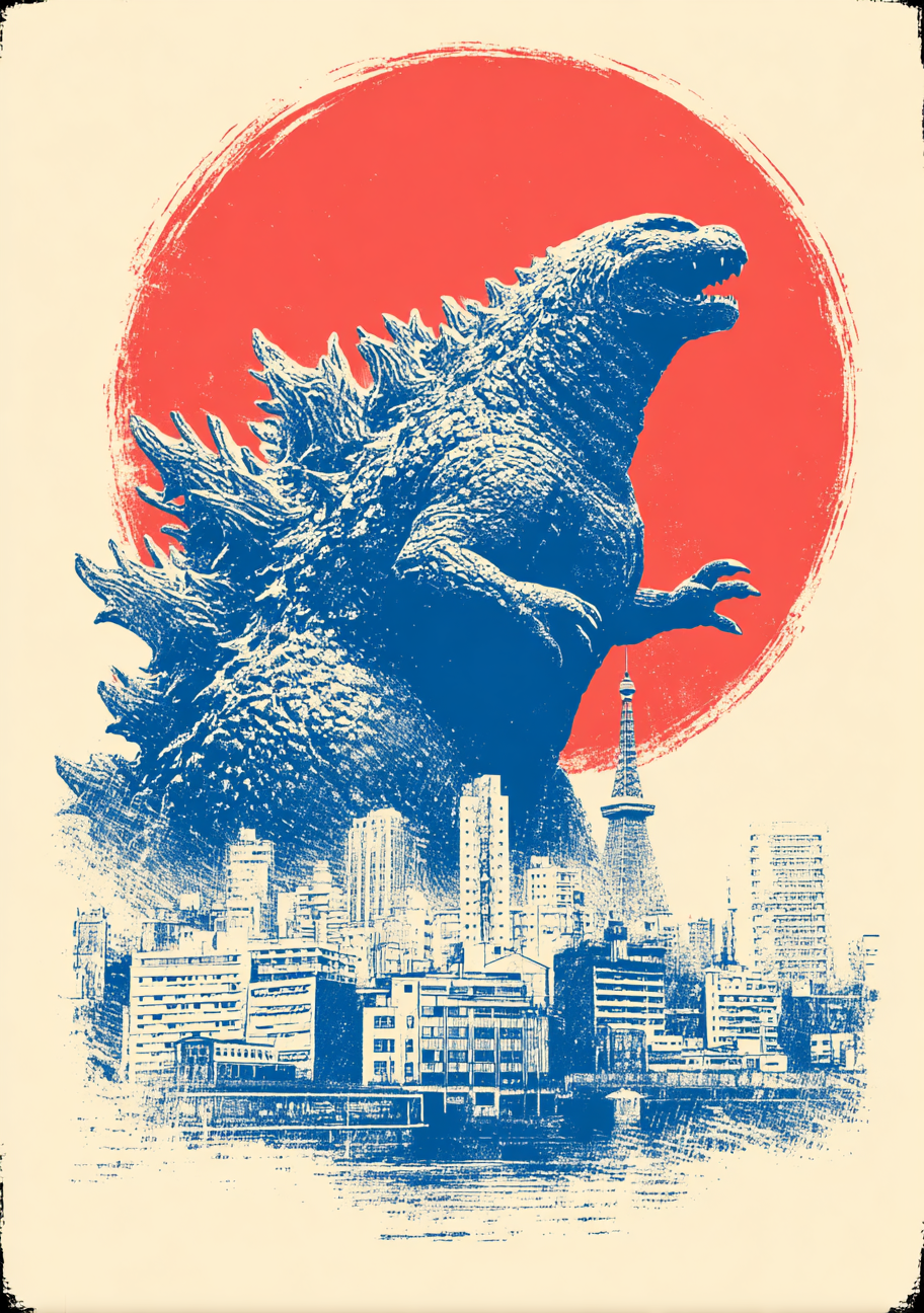 Japansk Plakat 87 - Godzilla Tokyo Skyline