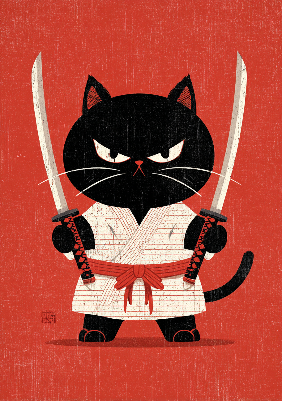 Japansk Plakat 8 – Kat i Kampklar Gi