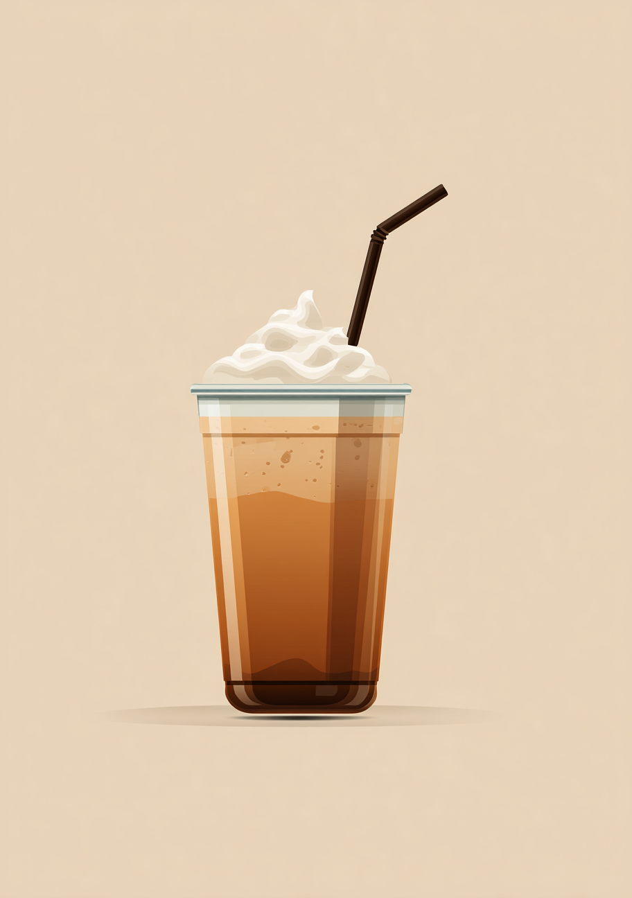 Kaffe Plakat 110 – Iskaffe og Flødeskum i Minimalistisk Stil
