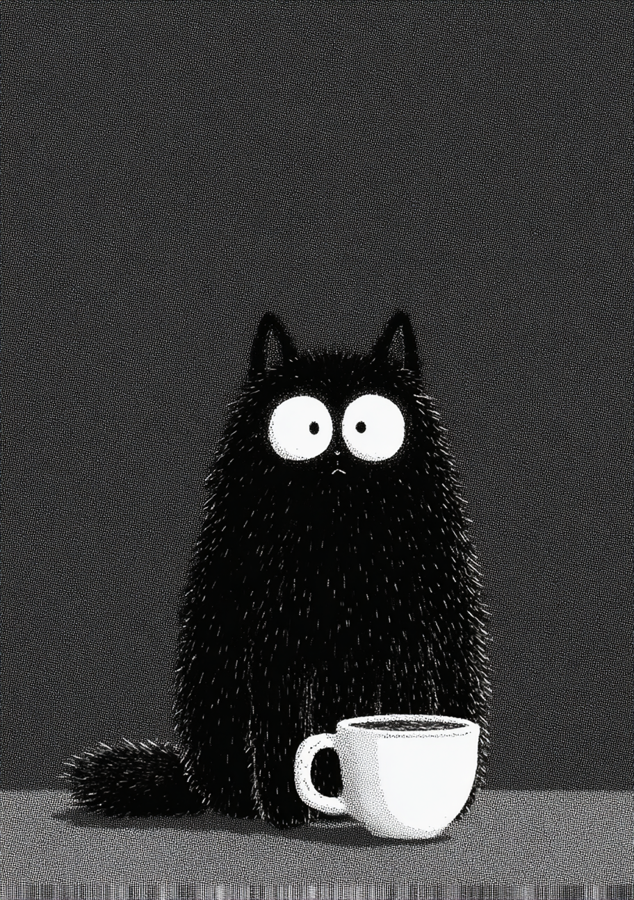Kaffe Plakat 119 – Morgenchok med Kat og Kaffe