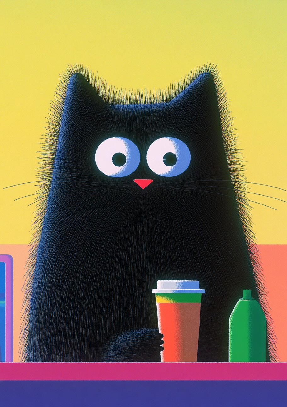 Kaffe Plakat 80 - Legende Kat med Kaffekop