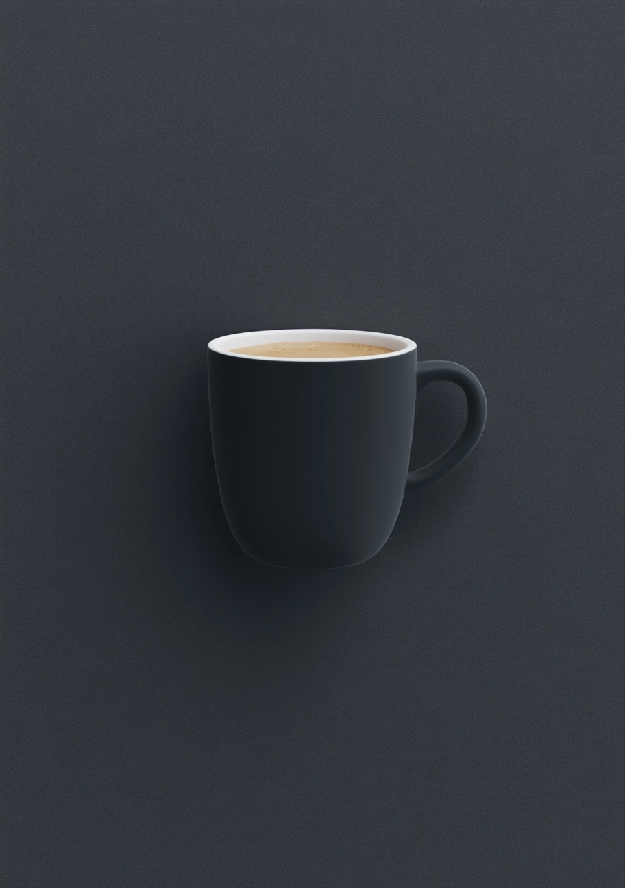 Kaffe Plakat 83 – Elegant Stilhed & Sort Kaffekop