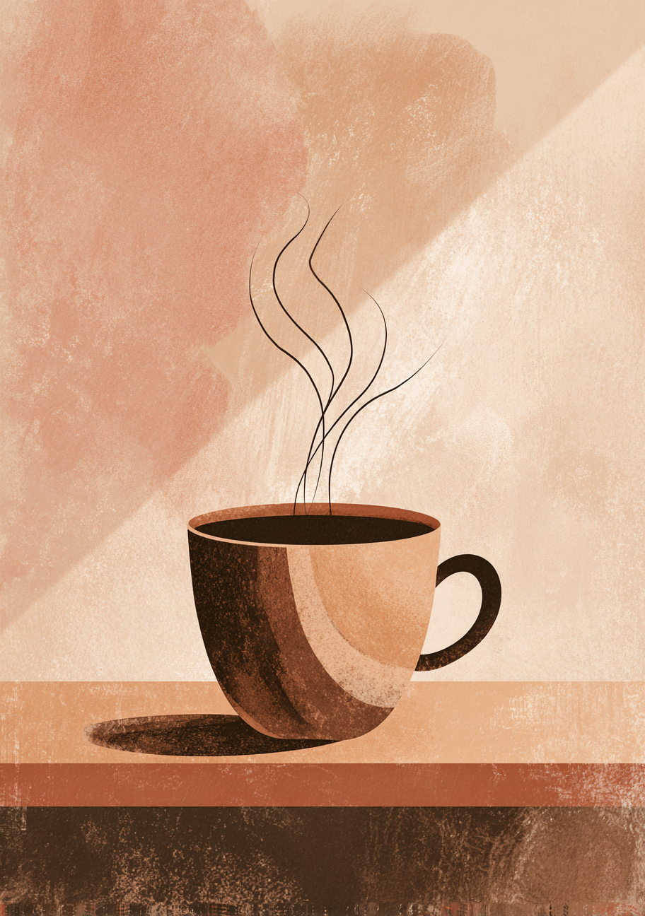 Kaffe Plakat 99 – Varm kaffekop i minimalistiske nuancer