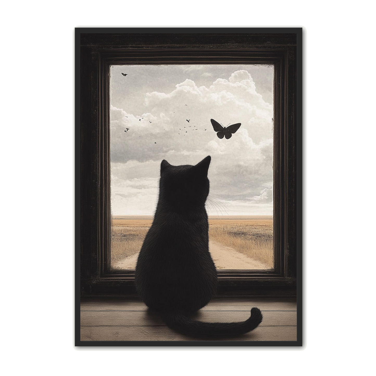 Kat Plakat 9 - Drømmende Udsigt fra Vinduet