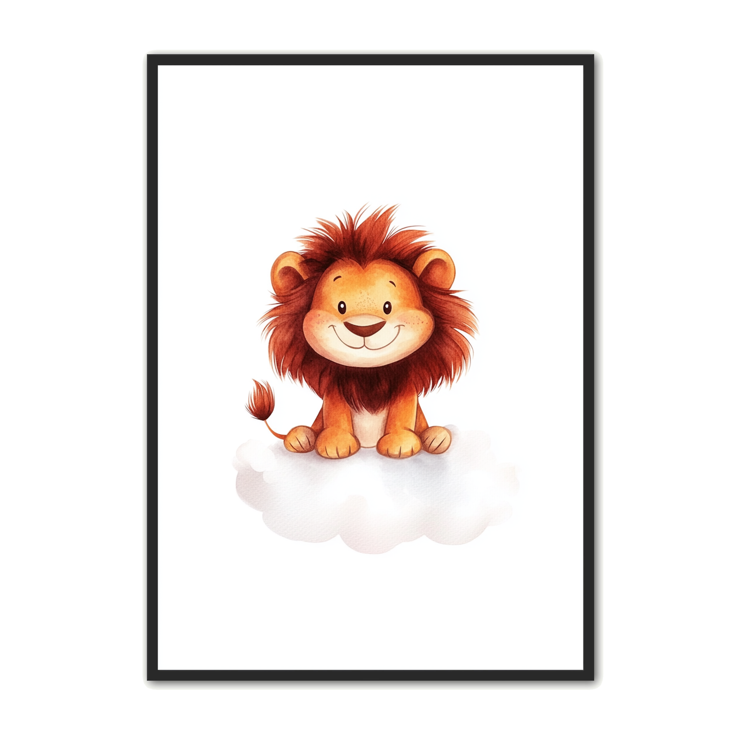 Løve Plakat 5 - Smilende Konge på Skyen - Børneplakat