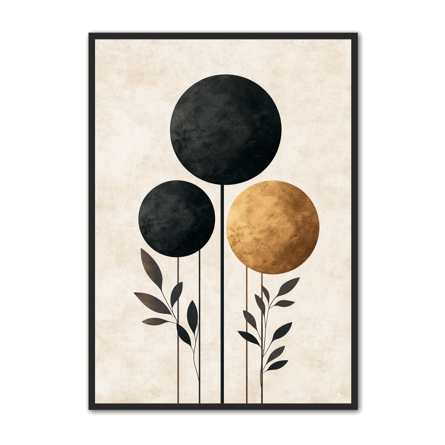 Minimalistisk Plakat 102 - Trefoldige Former med Botanisk Lethed