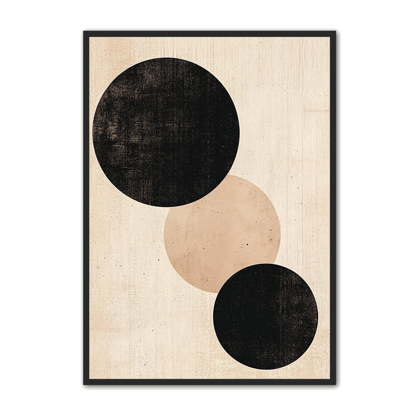 Minimalistisk Plakat 105 - Tredelt Cirkelflow i Sort og Sand