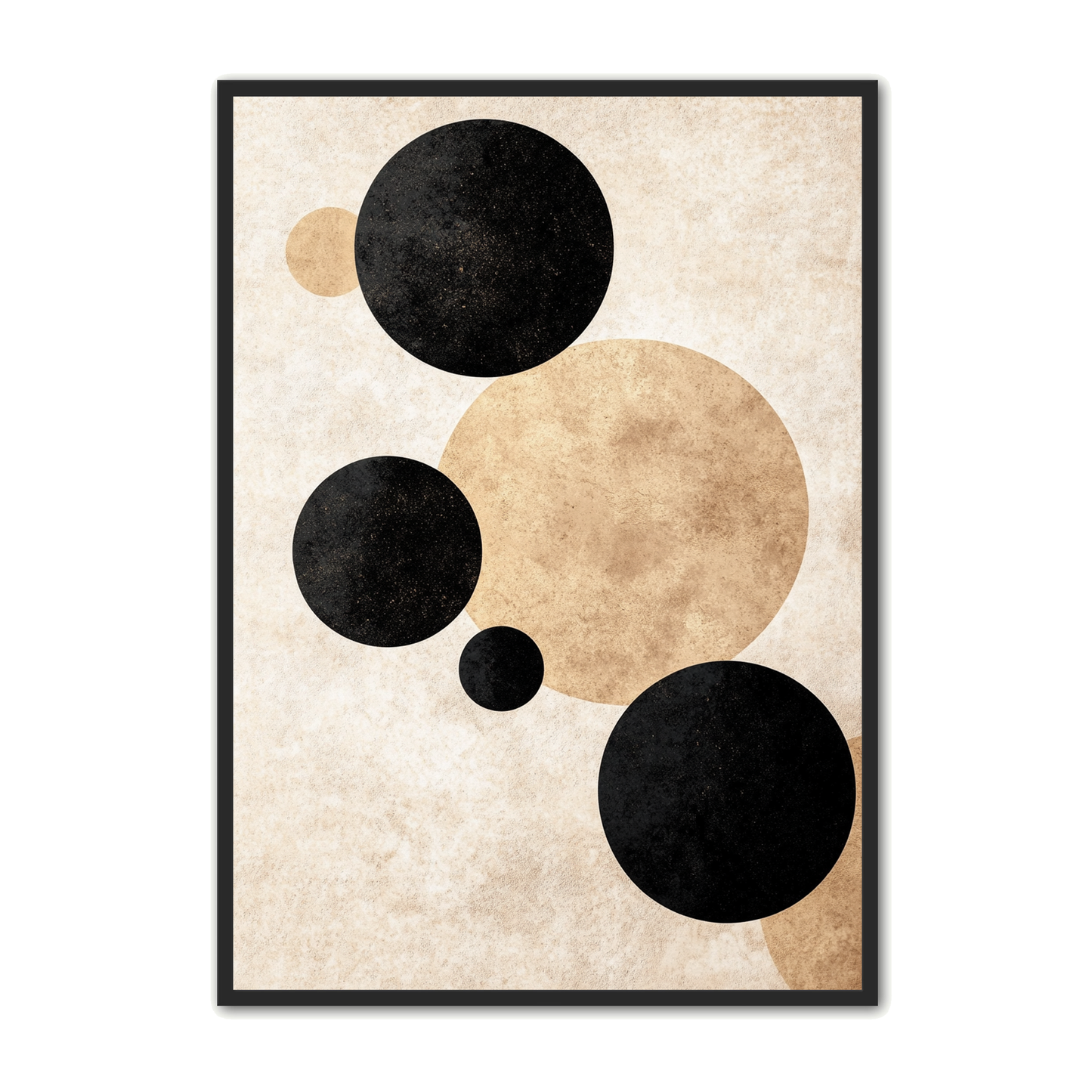 Minimalistisk Plakat 106 - Asymmetriske Cirkler i Sort og Sand