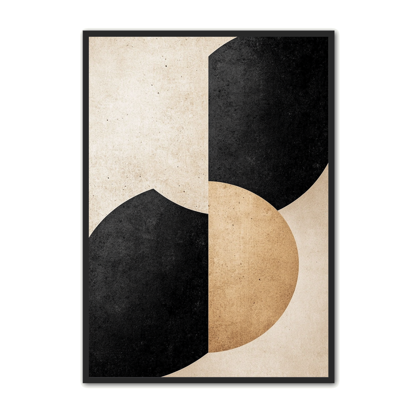 Minimalistisk Plakat 107 - Opdelt Geometri i Sort og Beige
