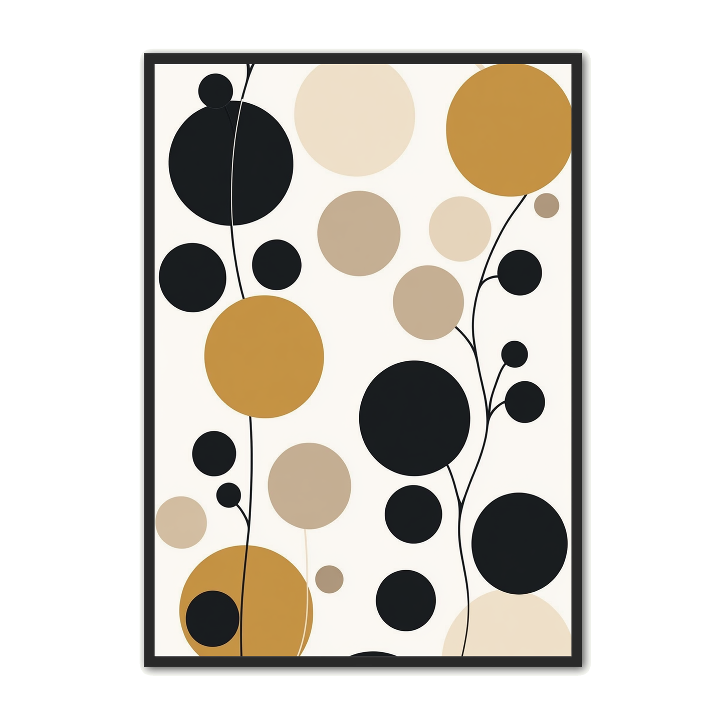 Minimalistisk Plakat 83 - Geometriske Cirkler i Sort og Guld