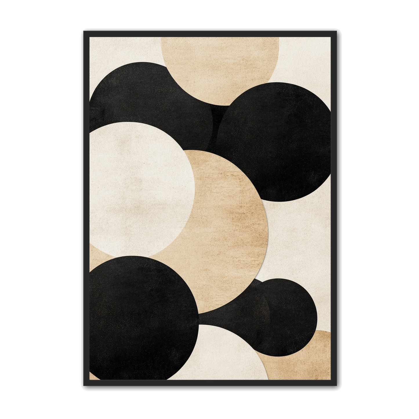 Minimalistisk Plakat 91 - Lag af Cirkler i Sort og Sandfarve