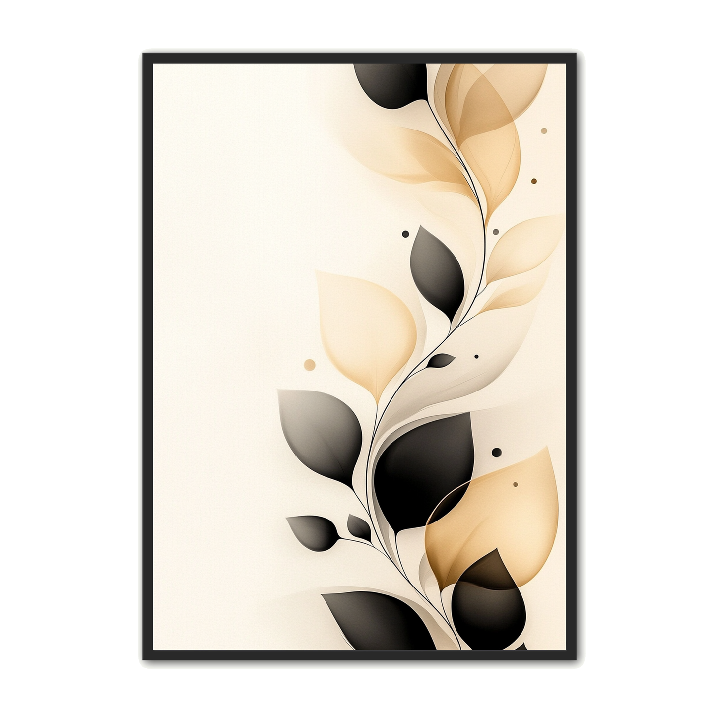 Minimalistisk Plakat 94 - Bladformet Elegance i Sort og Guld