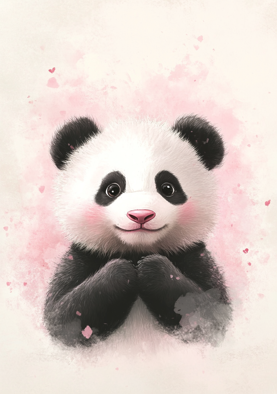 Panda Plakat 94 - Lyserøde Kys og Panda-kram