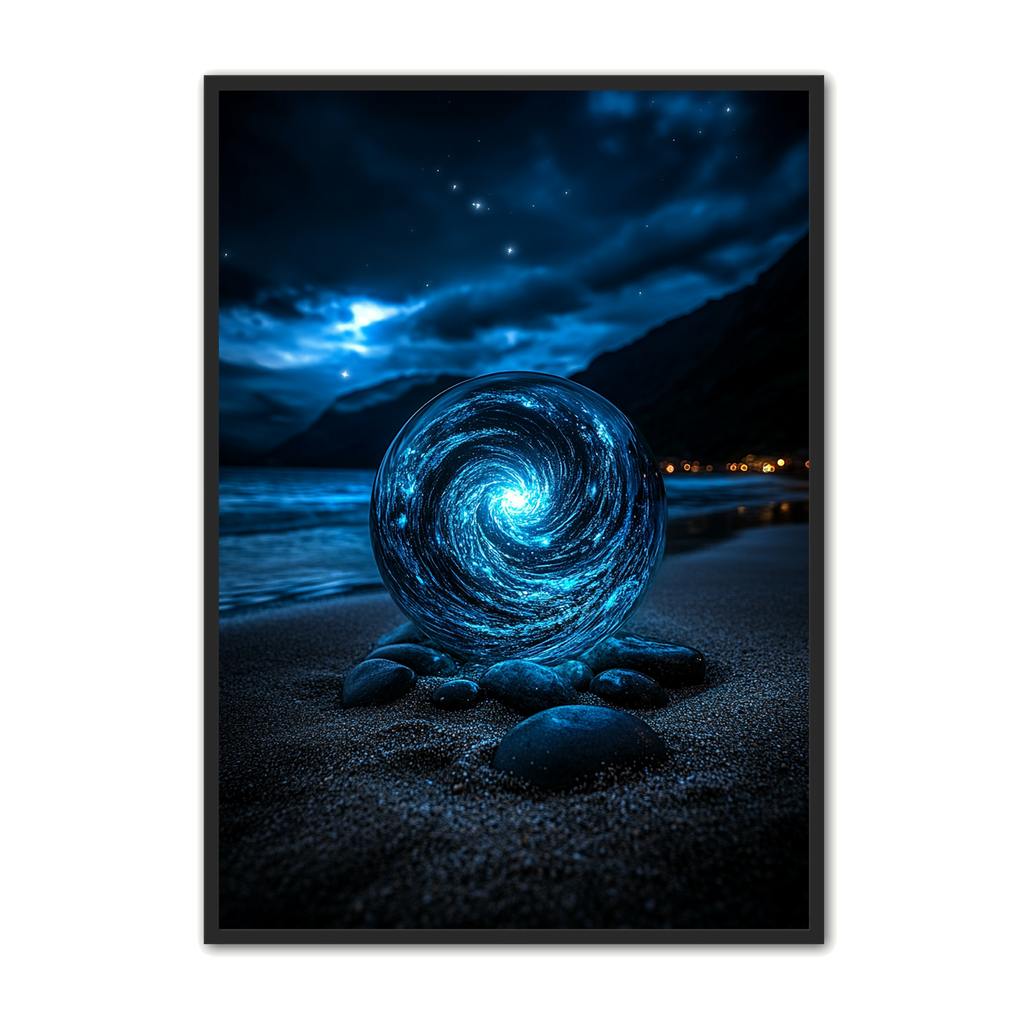 Surrealistisk Plakat 12 - Kosmisk Kugle ved Strand