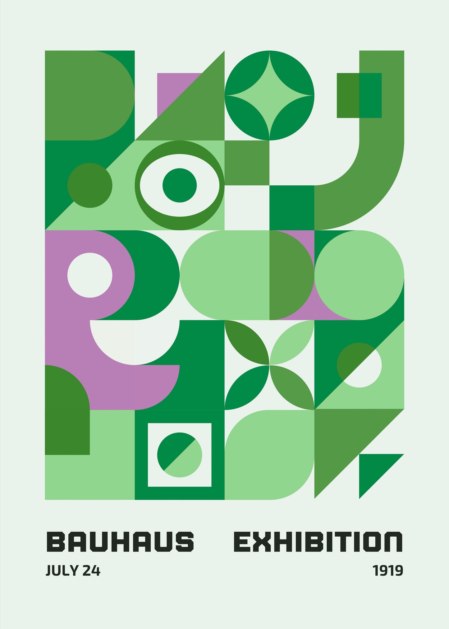 Bauhaus plakat med geometriske former og modulær opbygning i modernistisk Bauhaus-stil