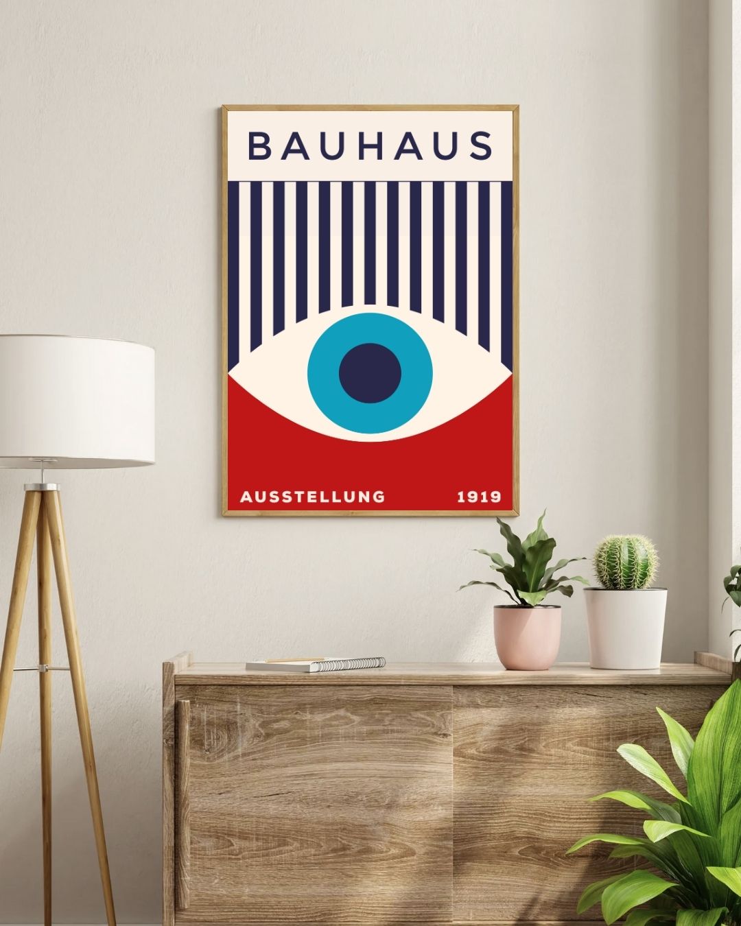 Bauhaus Plakat 45 – Geometrisk Fokus i Rød Blå og Turkis