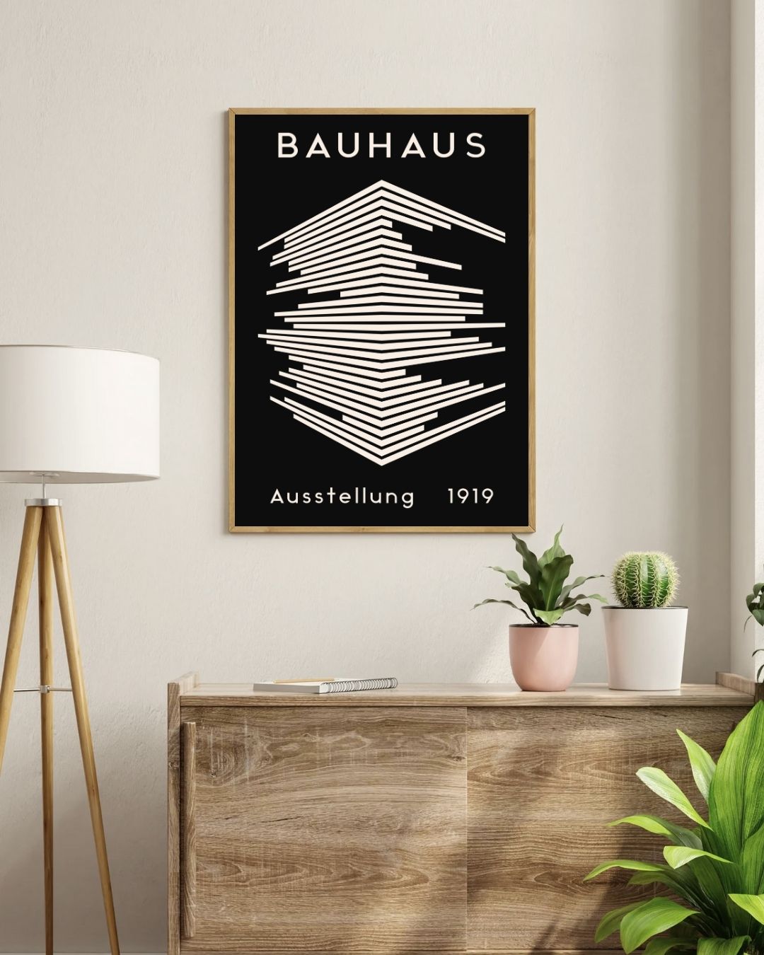 Bauhaus Plakat 47 – Arkitektonisk Lagdeling i Sort og Creme