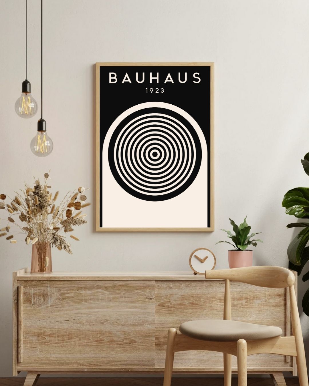 Bauhaus Plakat 50 – Koncentriske Cirkler 1923 i Sort og Creme