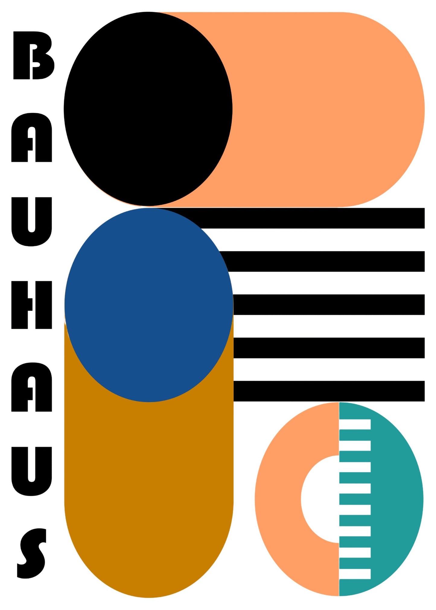 Bauhaus plakat med geometriske former og grafisk arkitektur i modernistisk Bauhaus-stil
