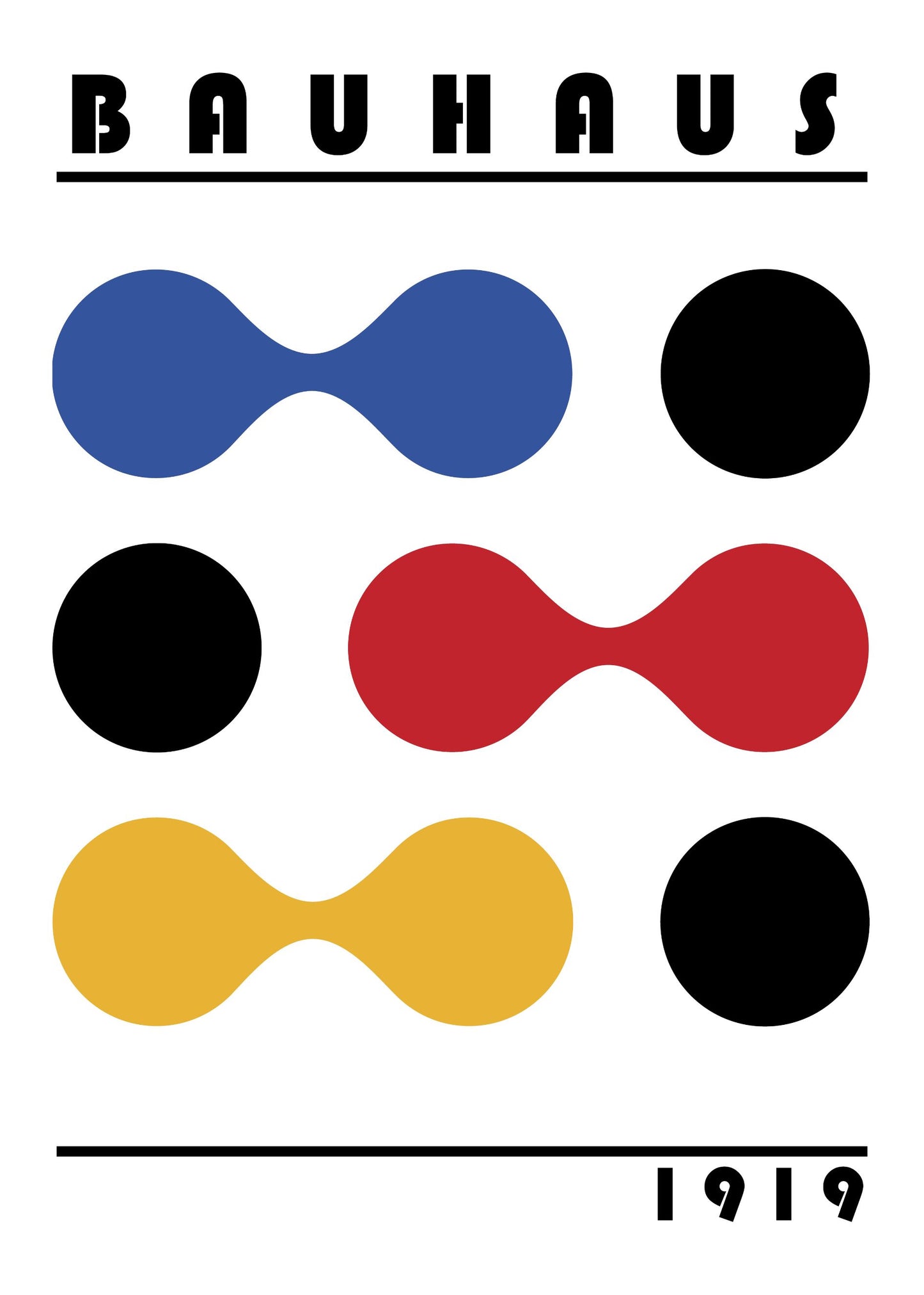 Bauhaus plakat med geometriske former og grafisk harmoni i modernistisk Bauhaus-stil