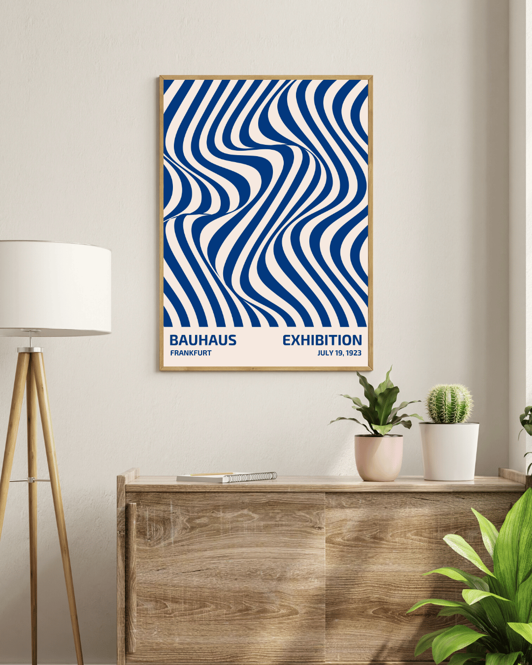 Bauhaus Plakat 25 – Dynamiske Blå Bølger