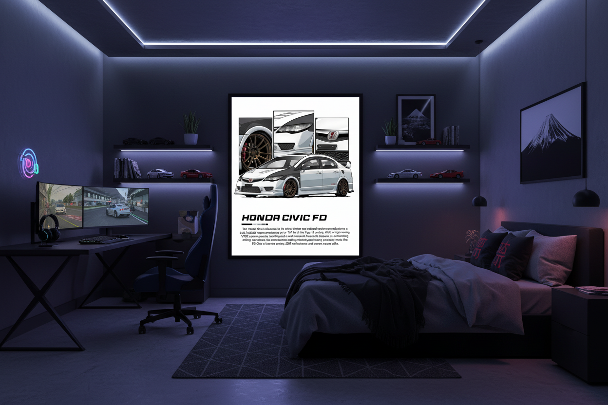 Bil Plakat 105 - Honda Civic FD i teenager-drengeværelse