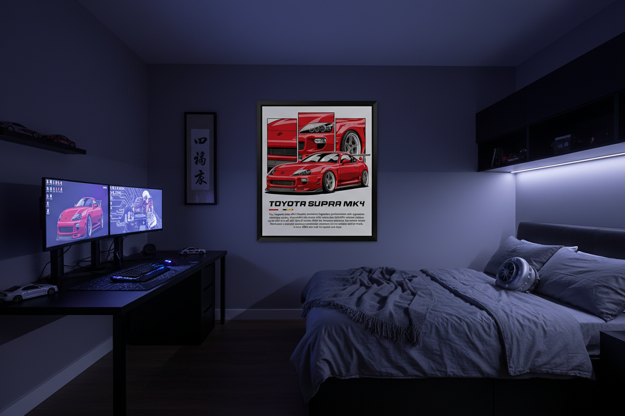 Bil Plakat 120 - Toyota Supra MK4 i teenager-drengeværelse