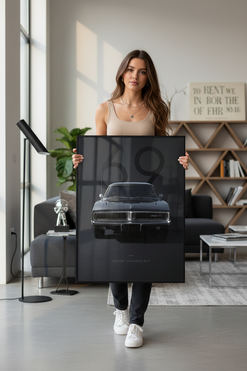 Dodge Charger R/T plakat lifestyle med ung kvinde