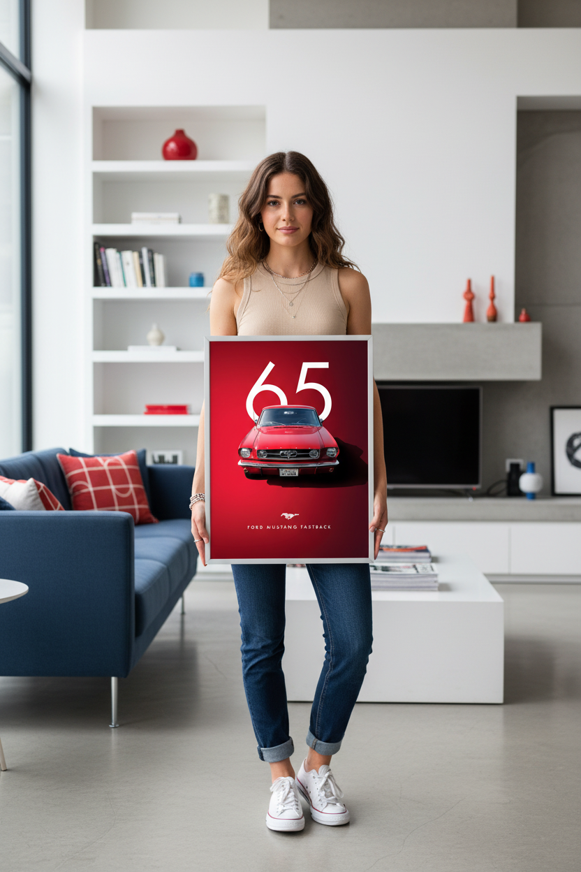 Ford Mustang Fastback plakat lifestyle med ung kvinde