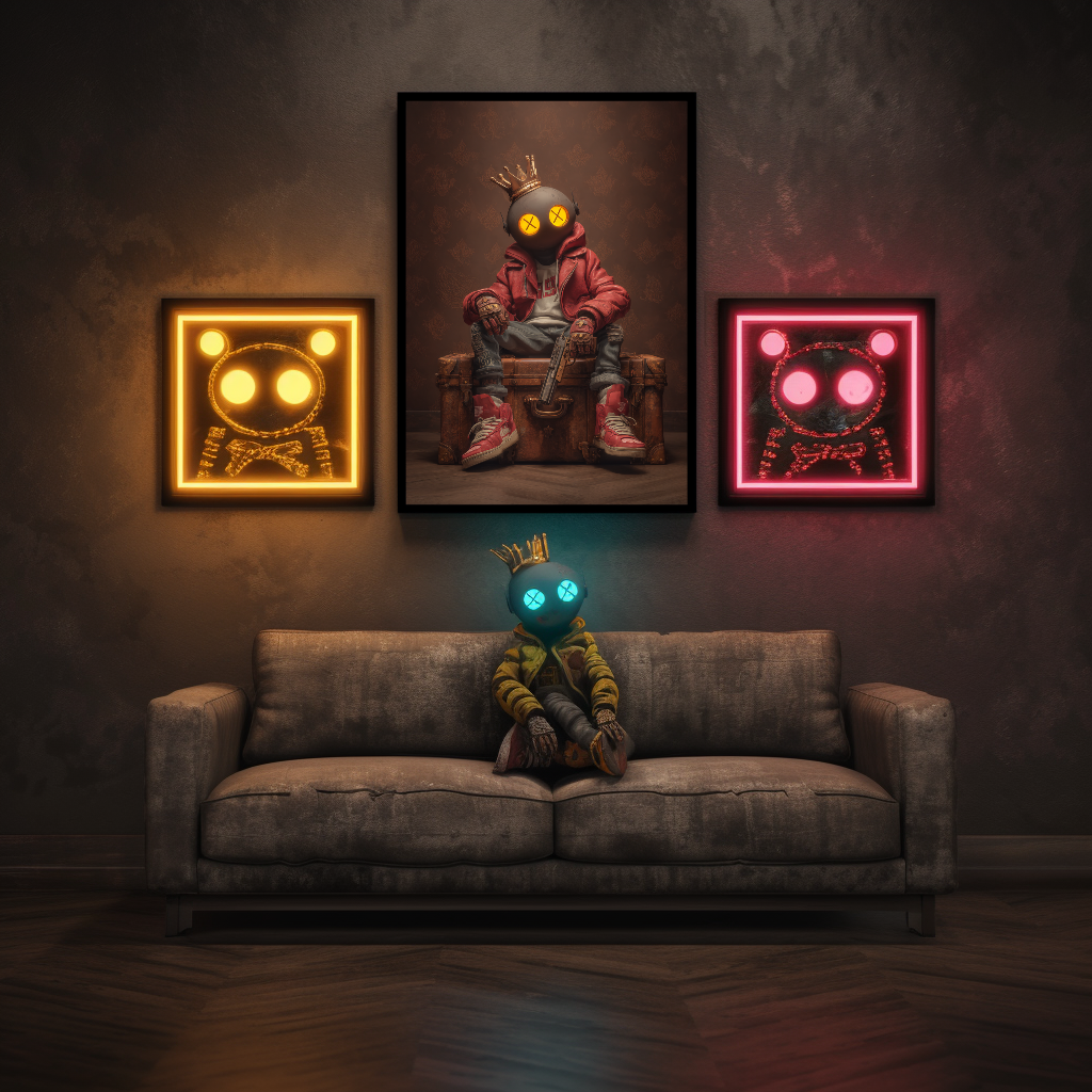 Gamer Plakat 440 - Maskeret Figur med Krone og Rød Jakke